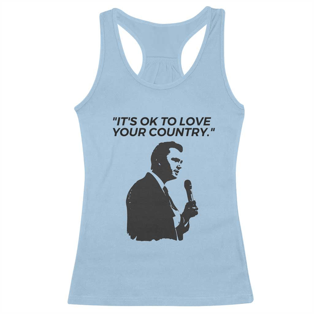 Patriotic Freedom Charlie Kirk Legacy Racerback Tank Top Its OK to Love Your Country TS02 Light Blue Print Your Wear