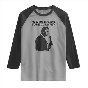 Patriotic Freedom Charlie Kirk Legacy Raglan Shirt Its OK to Love Your Country TS02 Sport Gray Black Print Your Wear
