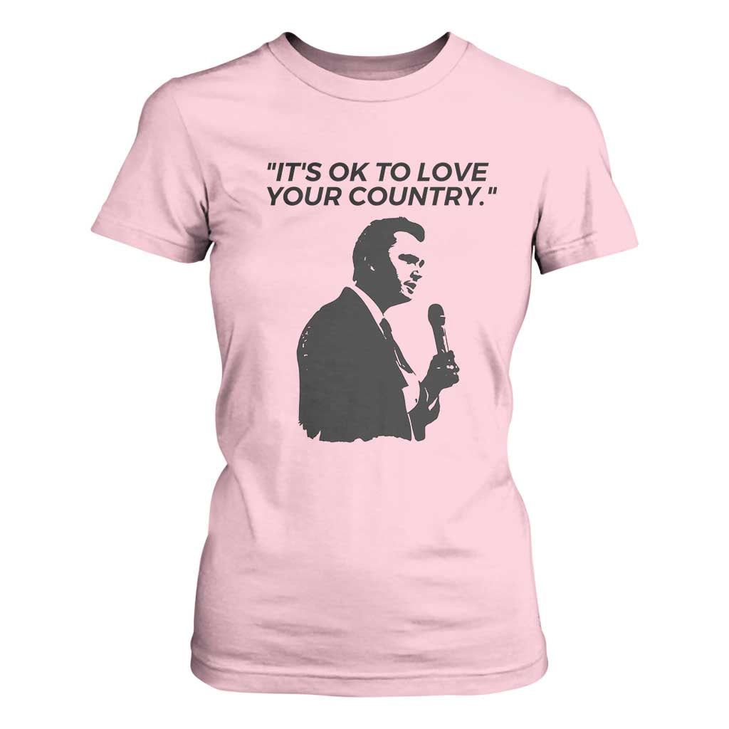 Patriotic Freedom Charlie Kirk Legacy T Shirt For Women Its OK to Love Your Country TS02 Light Pink Print Your Wear