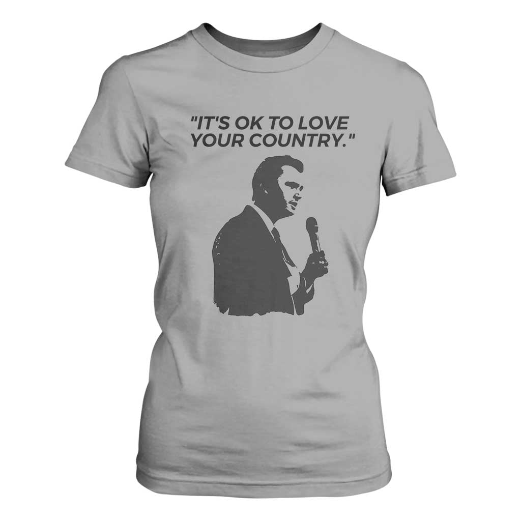 Patriotic Freedom Charlie Kirk Legacy T Shirt For Women Its OK to Love Your Country TS02 Sport Gray Print Your Wear