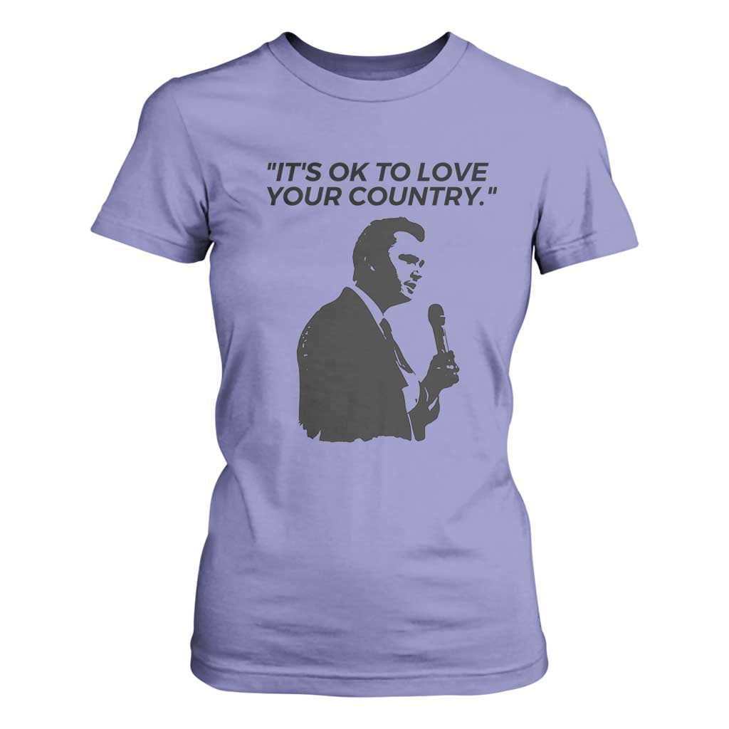 Patriotic Freedom Charlie Kirk Legacy T Shirt For Women Its OK to Love Your Country TS02 Violet Print Your Wear