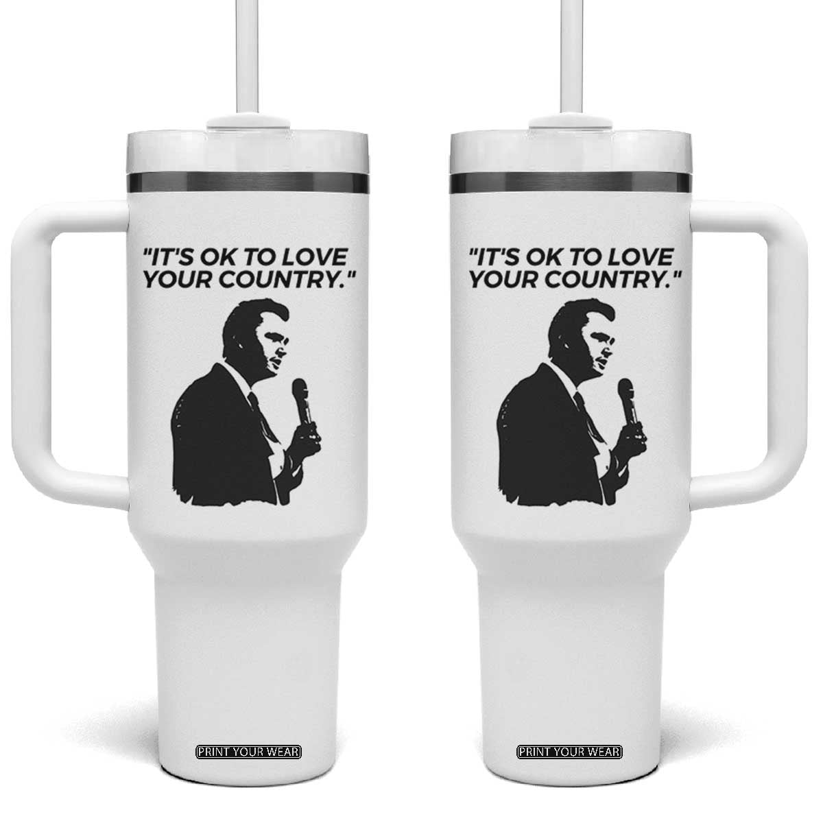 Patriotic Freedom Charlie Kirk Legacy Tumbler With Handle Its OK to Love Your Country TS02 One Size: 40 oz White Print Your Wear