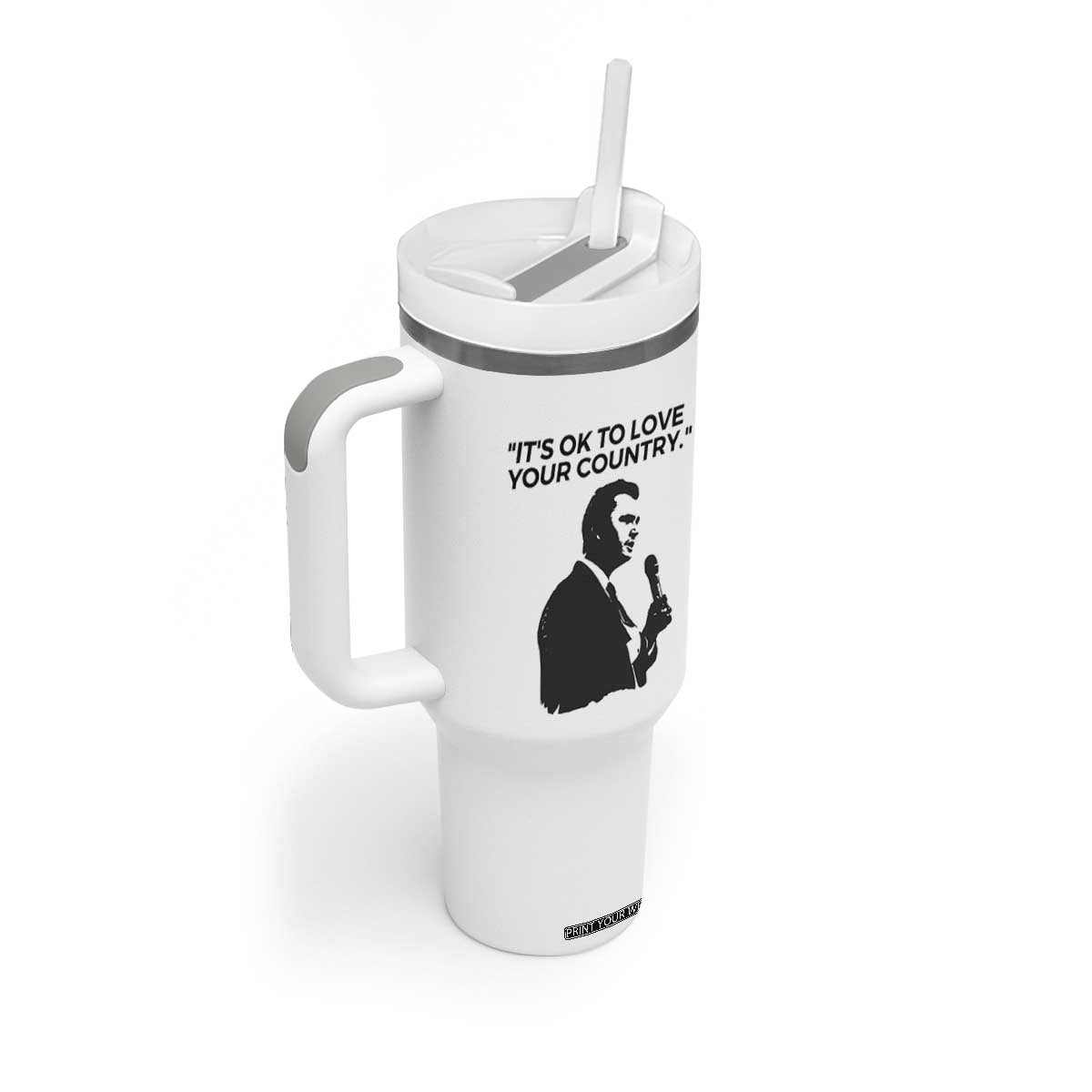 Patriotic Freedom Charlie Kirk Legacy Tumbler With Handle Its OK to Love Your Country TS02 Print Your Wear