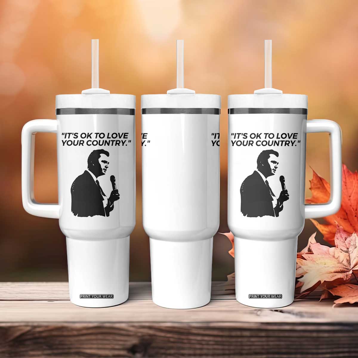 Patriotic Freedom Charlie Kirk Legacy Tumbler With Handle Its OK to Love Your Country TS02 Print Your Wear