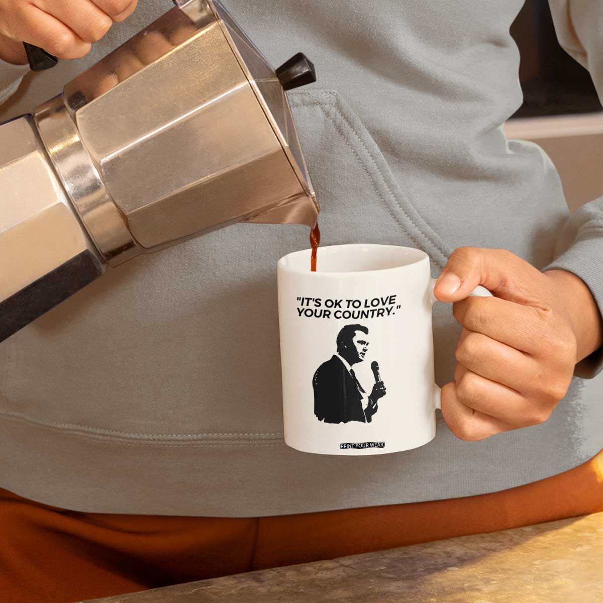 Patriotic Freedom Charlie Kirk Legacy Coffee Mug Its OK to Love Your Country TS02 Print Your Wear
