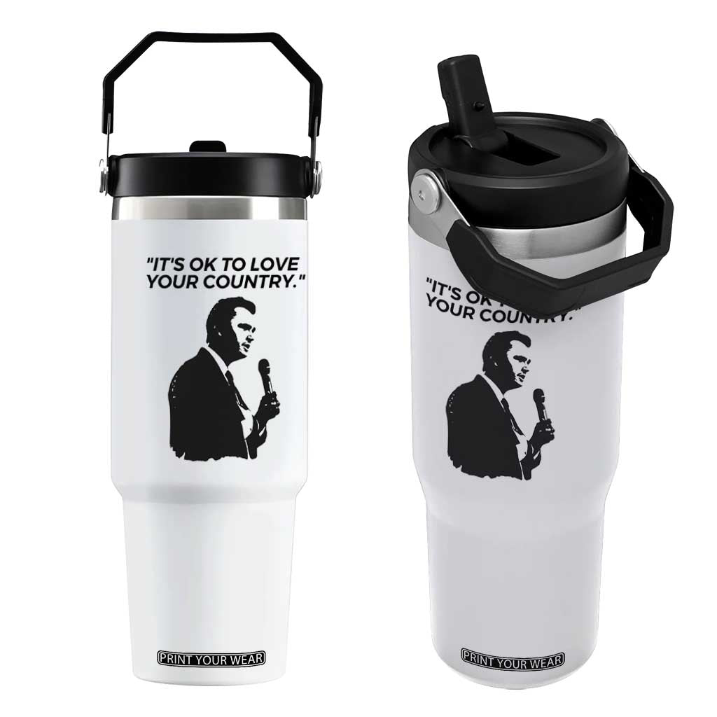 Patriotic Freedom Charlie Kirk Legacy Flip Straw Tumbler Its OK to Love Your Country TS02 One Size: 30 oz White Print Your Wear