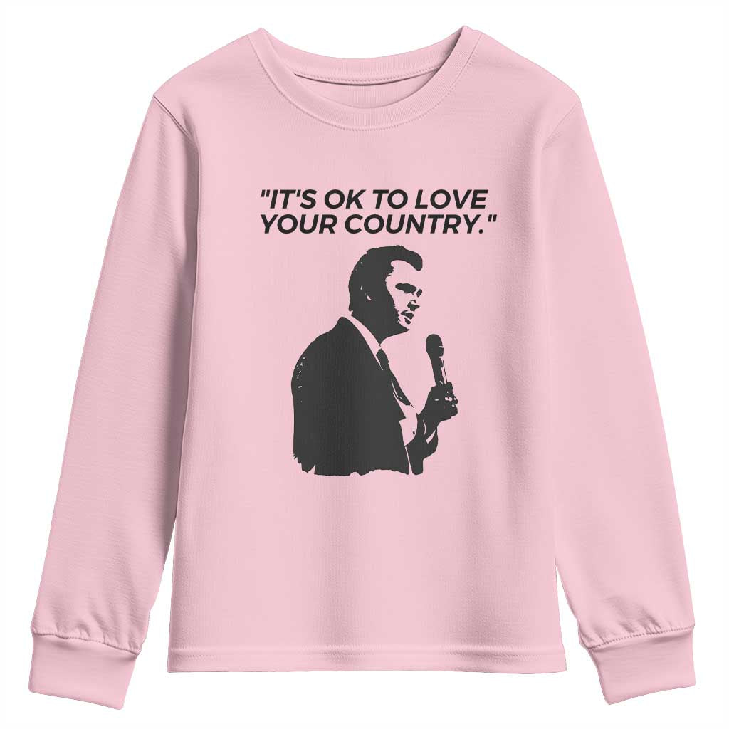 Patriotic Freedom Charlie Kirk Legacy Youth Sweatshirt Its OK to Love Your Country TS02 Light Pink Print Your Wear