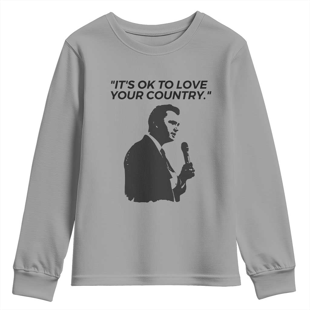 Patriotic Freedom Charlie Kirk Legacy Youth Sweatshirt Its OK to Love Your Country TS02 Sport Gray Print Your Wear