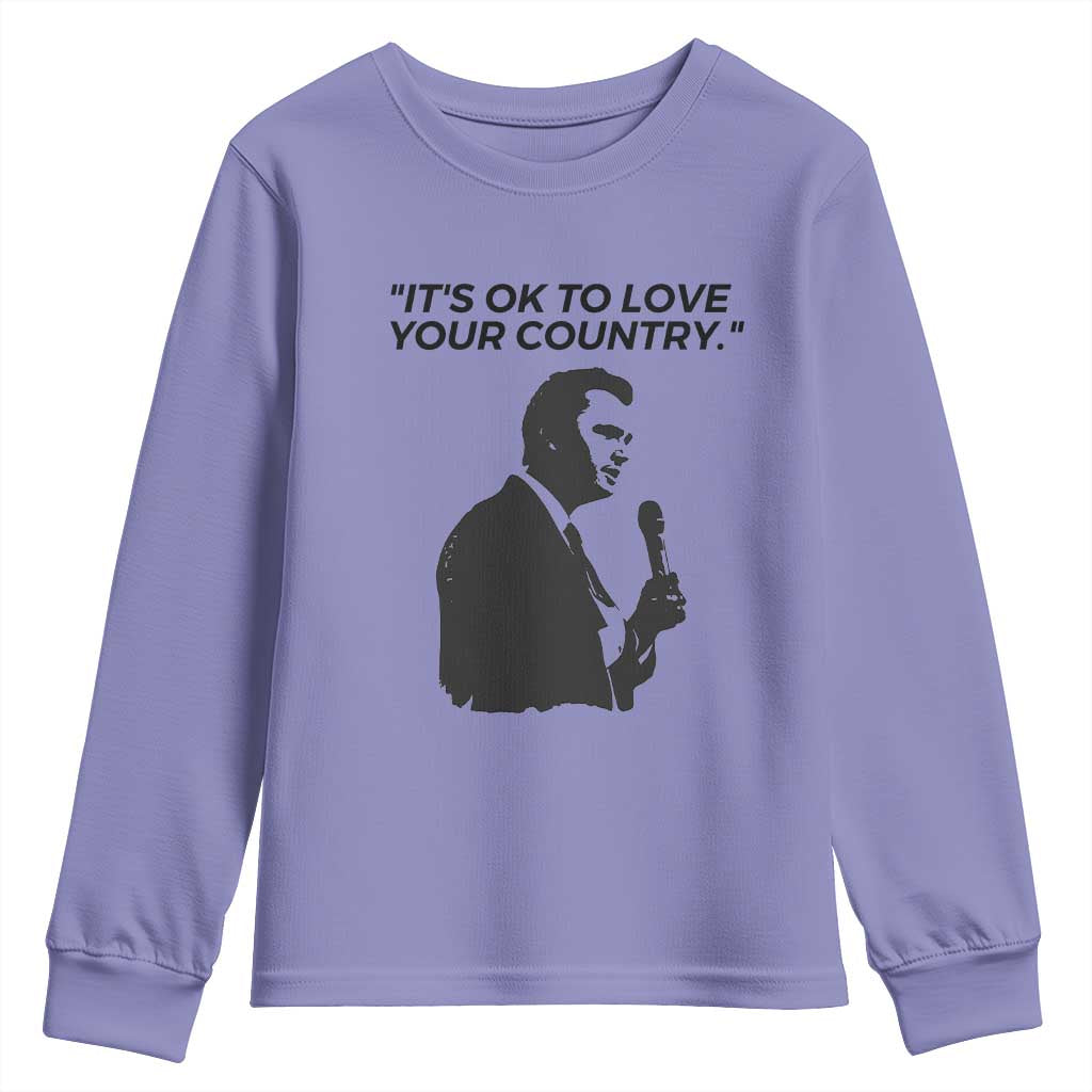 Patriotic Freedom Charlie Kirk Legacy Youth Sweatshirt Its OK to Love Your Country TS02 Violet Print Your Wear