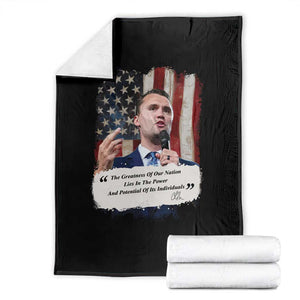 Patriotic Charlie Kirk Legacy Throw Blanket The Greatness of America Power of the People TS02 Black Print Your Wear