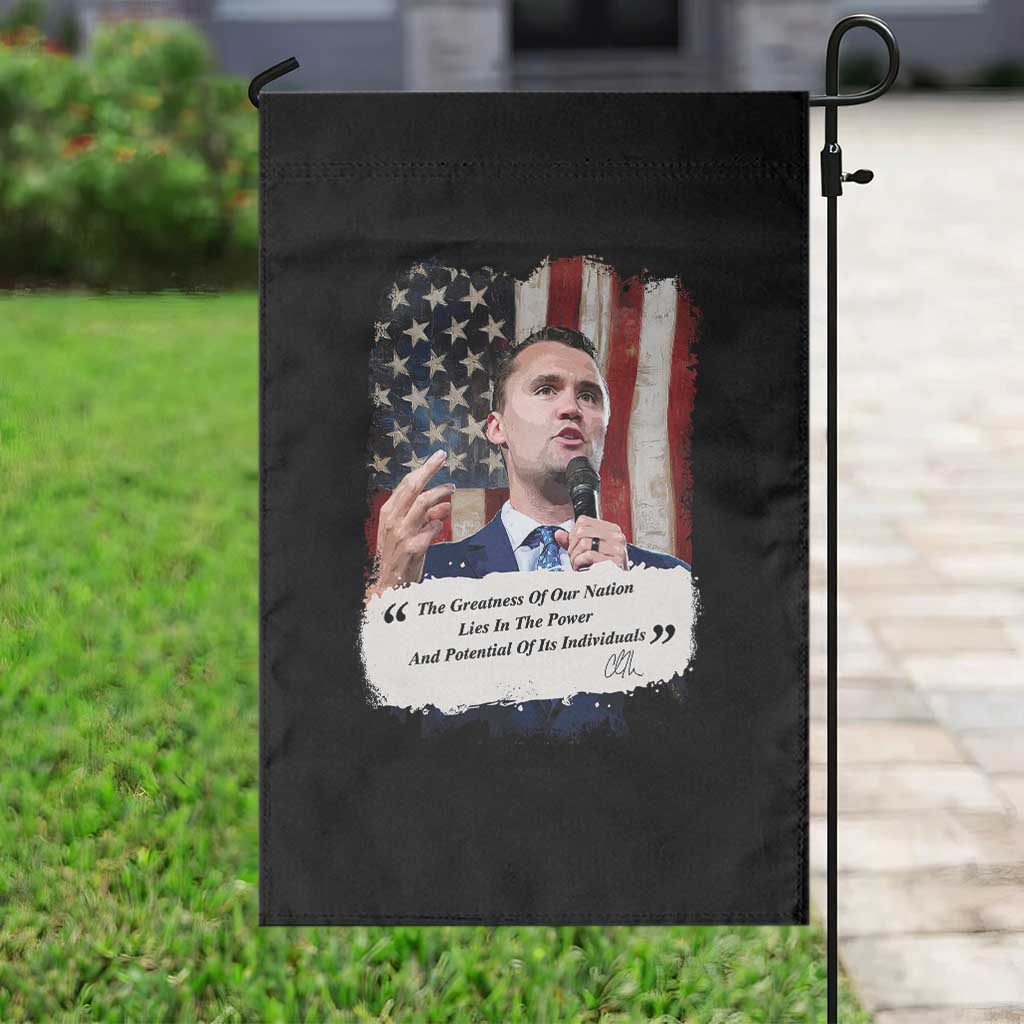 Patriotic Charlie Kirk Legacy Garden Flag The Greatness of America Power of the People TS02 Print Your Wear