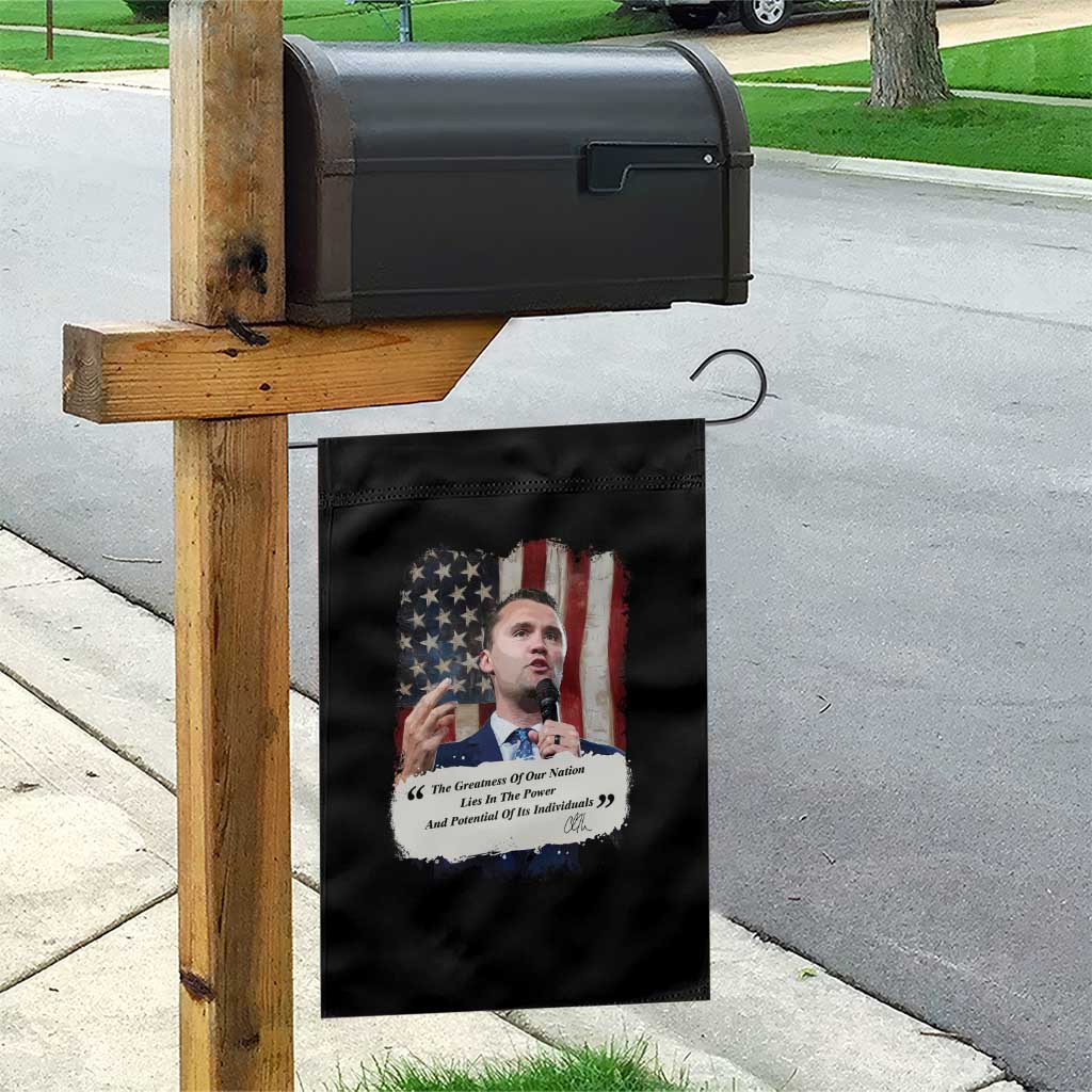 Patriotic Charlie Kirk Legacy Garden Flag The Greatness of America Power of the People TS02 Print Your Wear