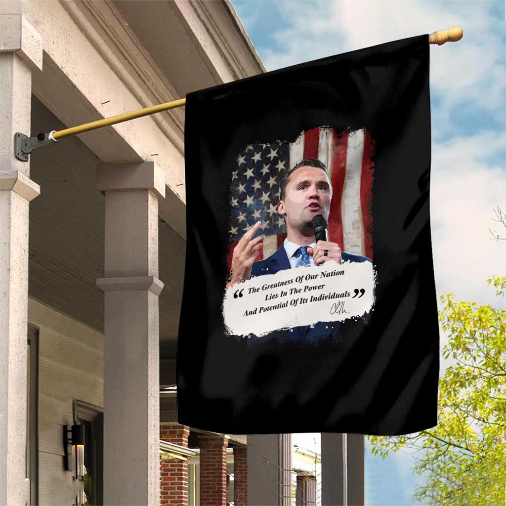 Patriotic Charlie Kirk Legacy Garden Flag The Greatness of America Power of the People TS02 Print Your Wear