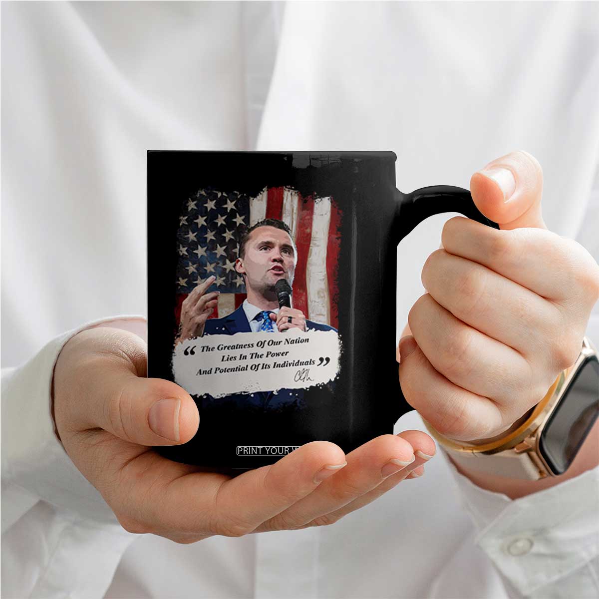 Patriotic Charlie Kirk Legacy Coffee Mug The Greatness of America Power of the People TS02 Print Your Wear