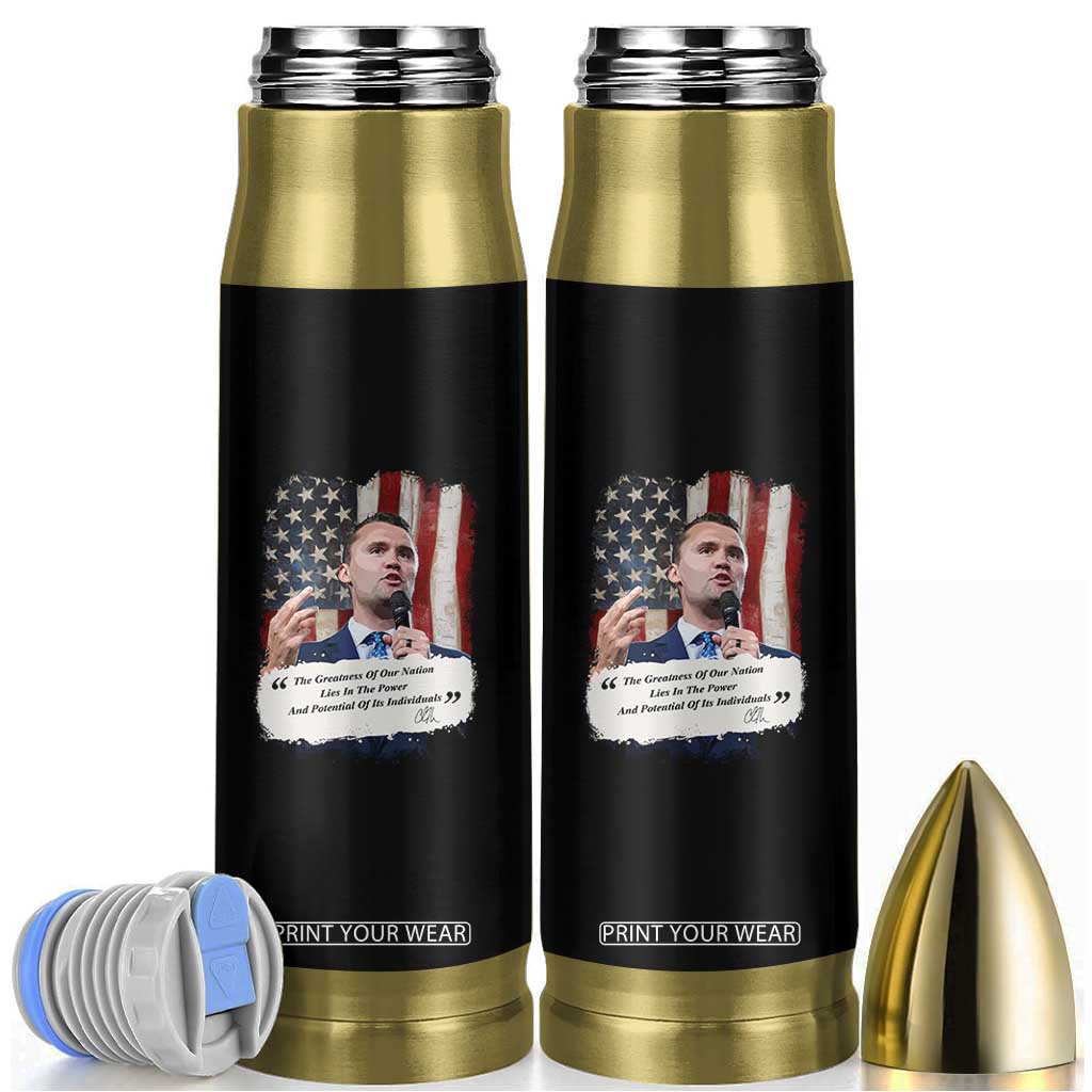 Patriotic Charlie Kirk Legacy Bullet Tumbler The Greatness of America Power of the People TS02 Black Print Your Wear