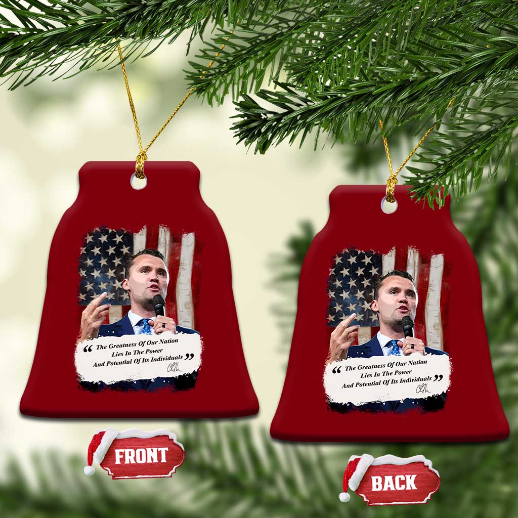 Patriotic Charlie Kirk Legacy Ceramic Ornament The Greatness of America Power of the People TS02 Print Your Wear
