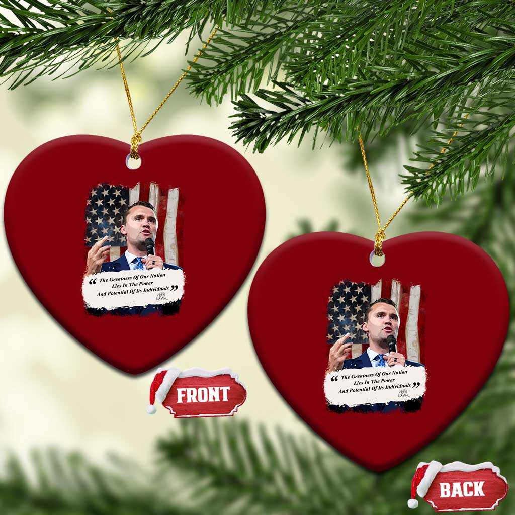 Patriotic Charlie Kirk Legacy Ceramic Ornament The Greatness of America Power of the People TS02 Print Your Wear