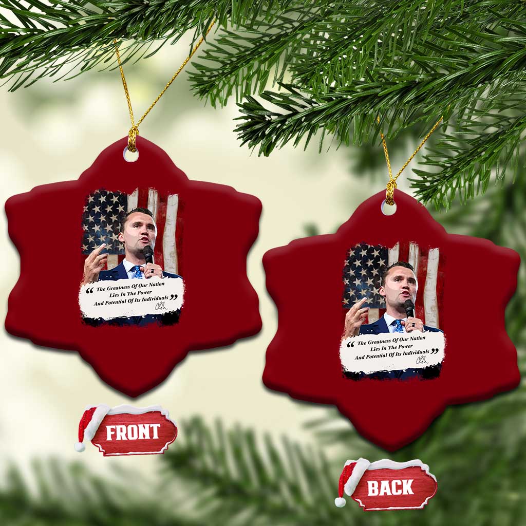 Patriotic Charlie Kirk Legacy Ceramic Ornament The Greatness of America Power of the People TS02 Print Your Wear