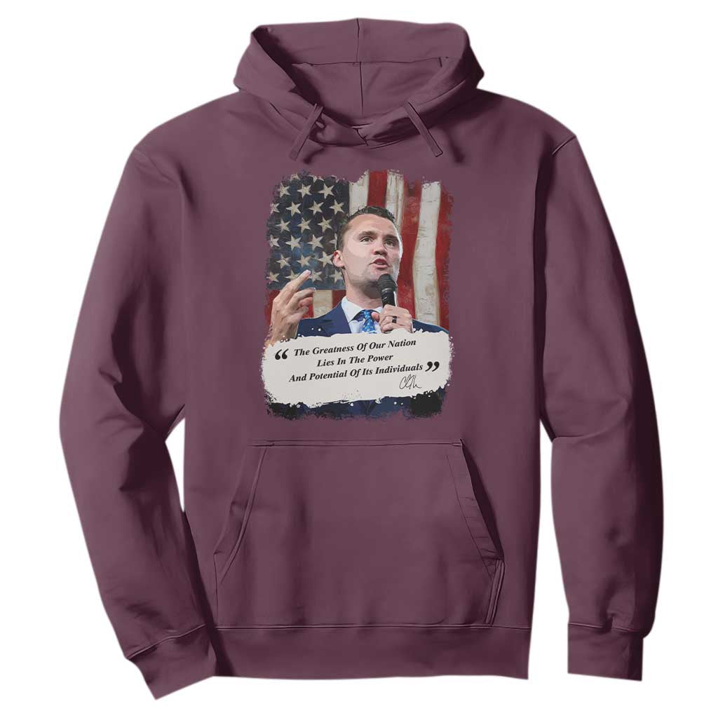Patriotic Charlie Kirk Legacy Hoodie The Greatness of America Power of the People TS02 Maroon Print Your Wear