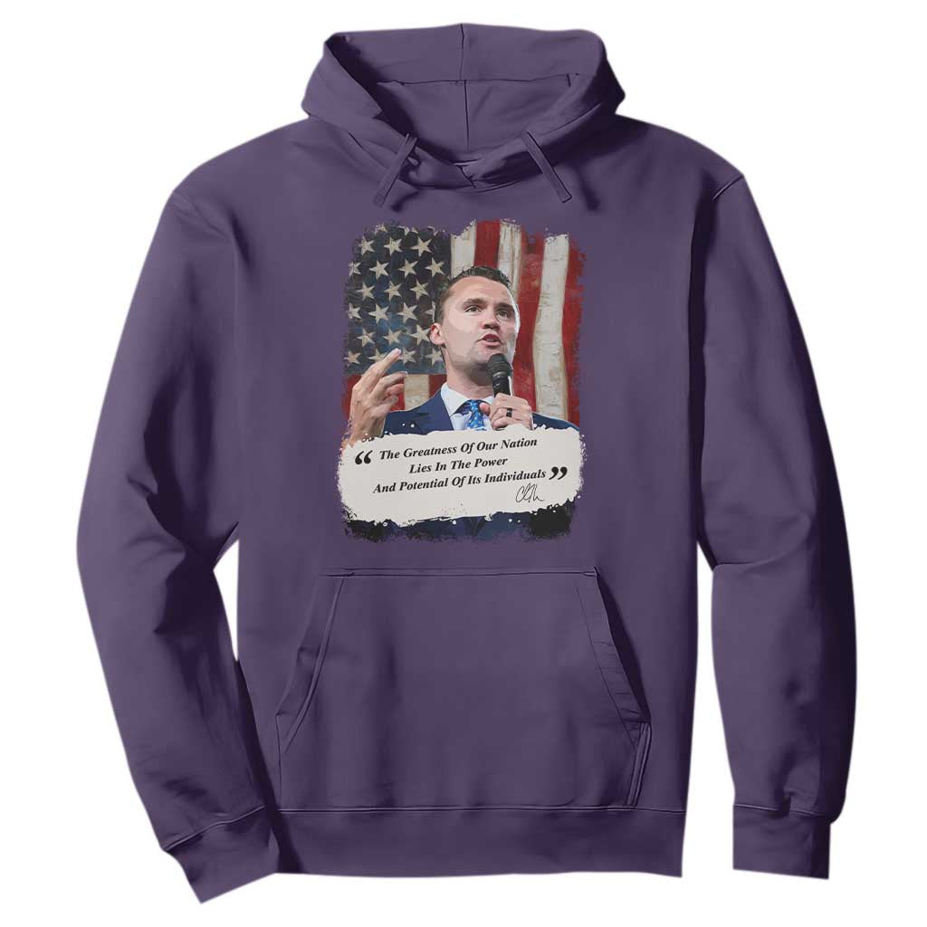 Patriotic Charlie Kirk Legacy Hoodie The Greatness of America Power of the People TS02 Purple Print Your Wear