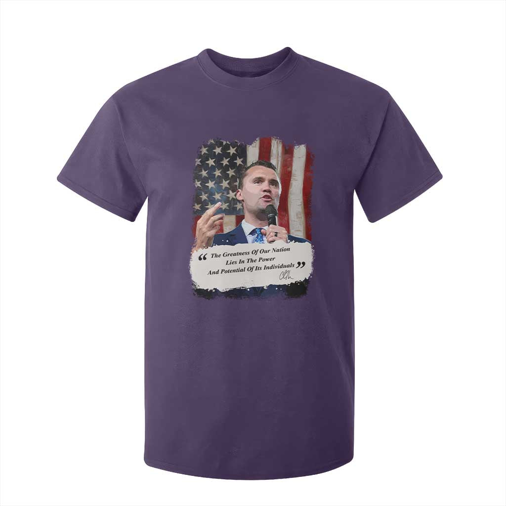 Patriotic Charlie Kirk Legacy T Shirt For Kid The Greatness of America Power of the People TS02 Purple Print Your Wear