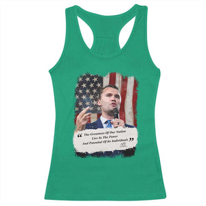 Patriotic Charlie Kirk Legacy Racerback Tank Top The Greatness of America Power of the People TS02 Irish Green Print Your Wear