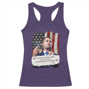 Patriotic Charlie Kirk Legacy Racerback Tank Top The Greatness of America Power of the People TS02 Purple Print Your Wear