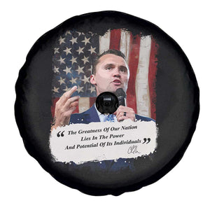 Patriotic Charlie Kirk Legacy Spare Tire Cover The Greatness of America Power of the People TS02 Print Your Wear