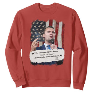 Patriotic Charlie Kirk Legacy Sweatshirt The Greatness of America Power of the People TS02 Red Print Your Wear