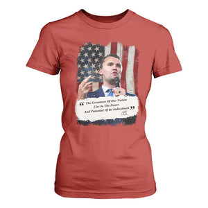 Patriotic Charlie Kirk Legacy T Shirt For Women The Greatness of America Power of the People TS02 Red Print Your Wear