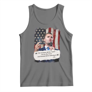 Patriotic Charlie Kirk Legacy Tank Top The Greatness of America Power of the People TS02 Black Heather Print Your Wear