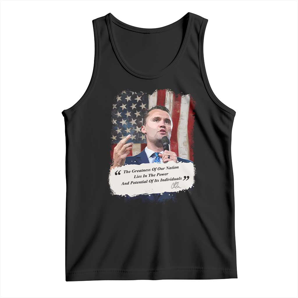 Patriotic Charlie Kirk Legacy Tank Top The Greatness of America Power of the People TS02 Black Print Your Wear