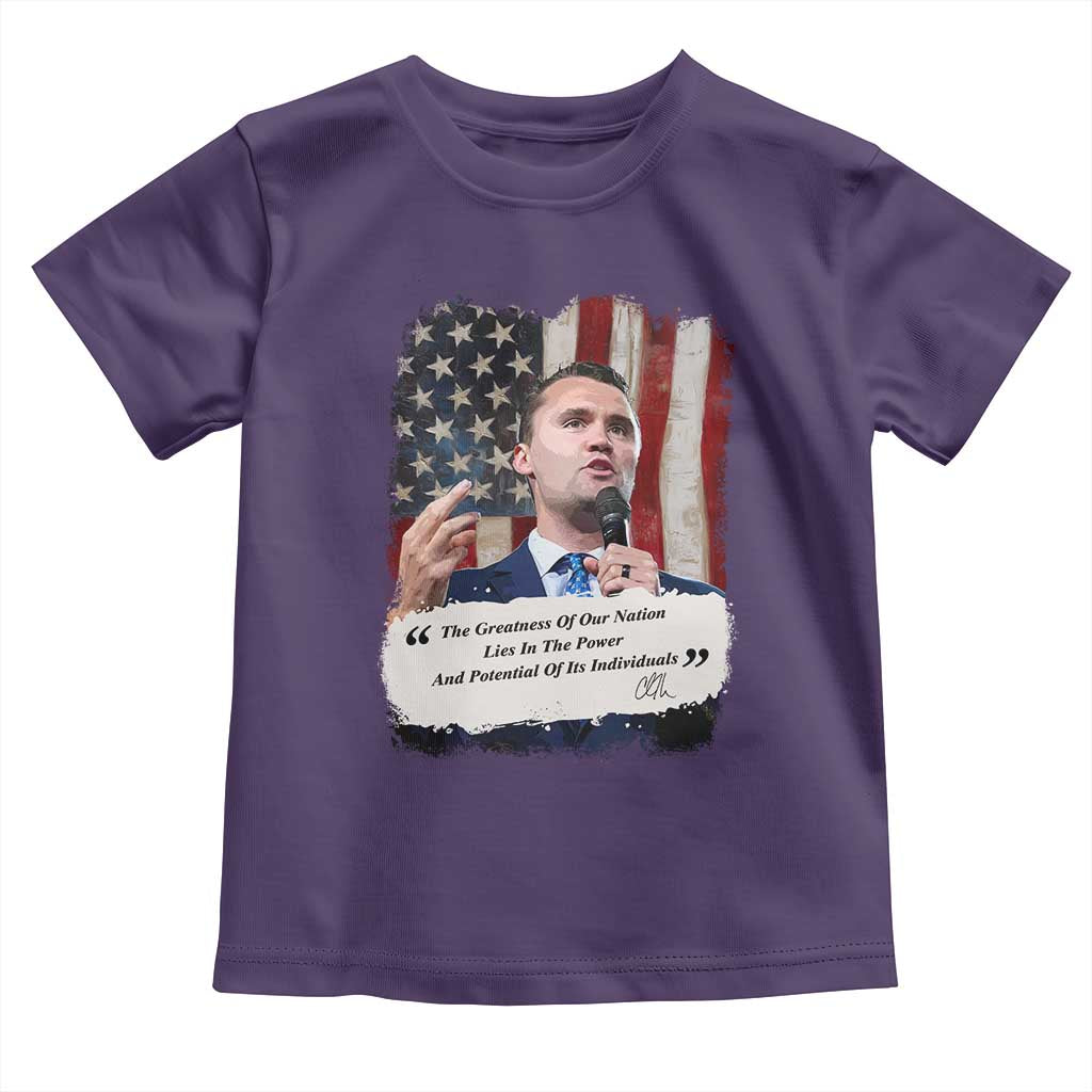 Patriotic Charlie Kirk Legacy Toddler T Shirt The Greatness of America Power of the People TS02 Purple Print Your Wear