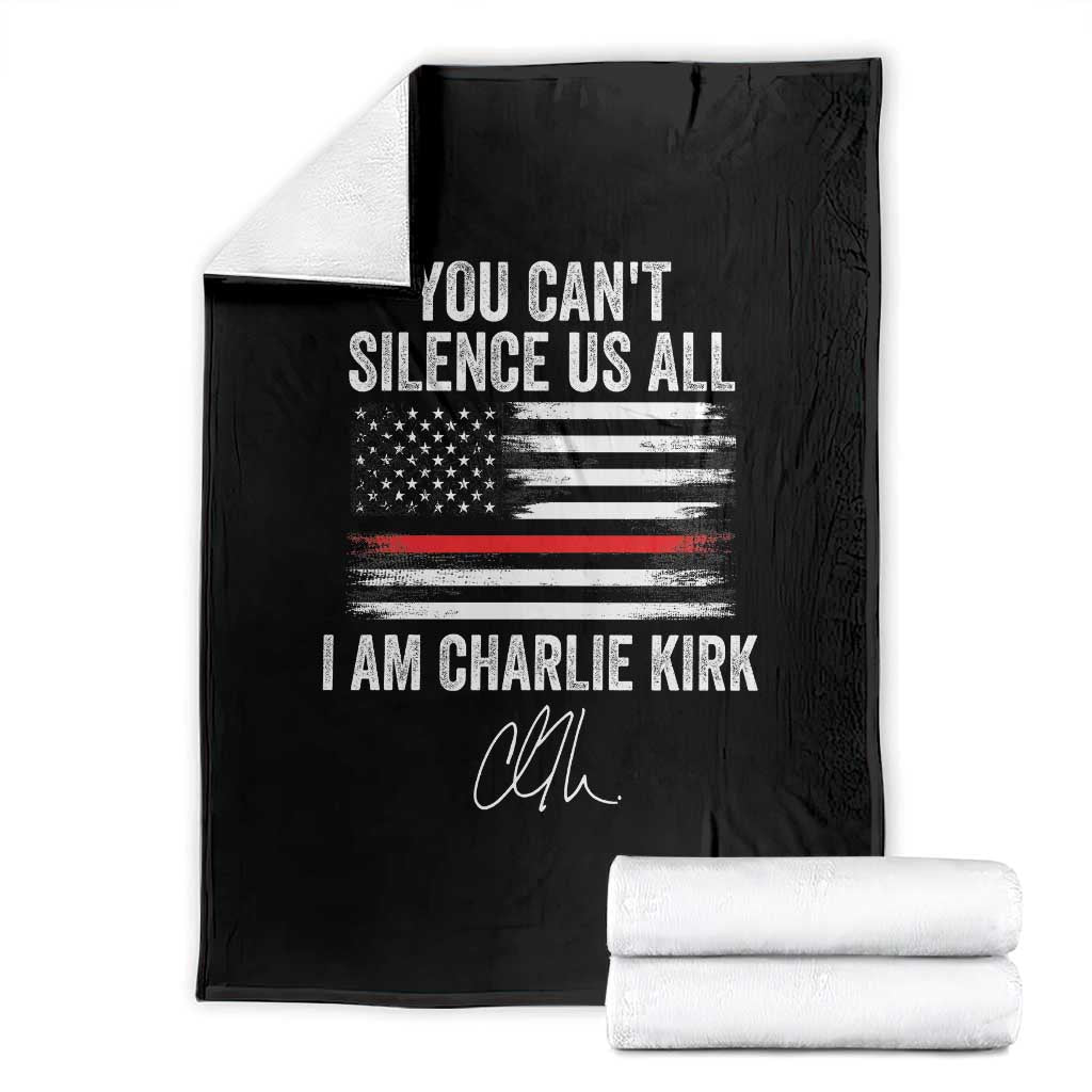 I Am Charlie Kirk Throw Blanket You Cant Silence Us All Patriotic American Flag TS02 Black Print Your Wear