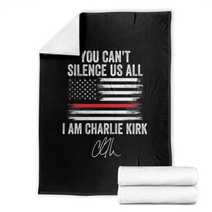I Am Charlie Kirk Throw Blanket You Cant Silence Us All Patriotic American Flag TS02 Black Print Your Wear