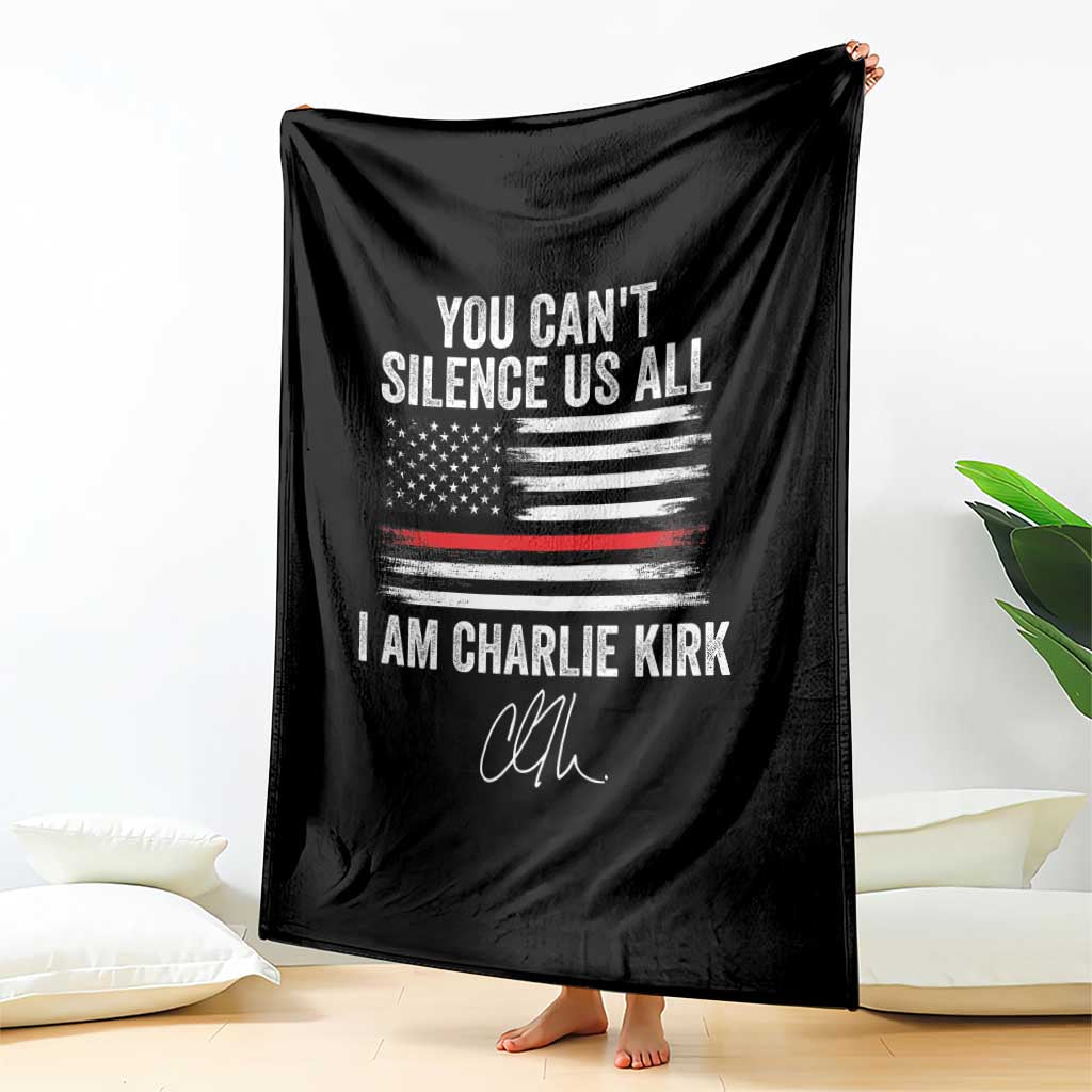 I Am Charlie Kirk Throw Blanket You Cant Silence Us All Patriotic American Flag TS02 Print Your Wear
