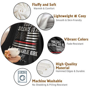 I Am Charlie Kirk Throw Blanket You Cant Silence Us All Patriotic American Flag TS02 Print Your Wear