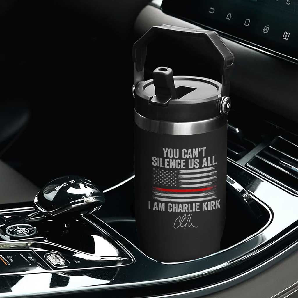 I Am Charlie Kirk Flip Straw Tumbler You Cant Silence Us All Patriotic American Flag TS02 Print Your Wear