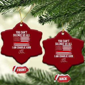 I Am Charlie Kirk Ceramic Ornament You Cant Silence Us All Patriotic American Flag TS02 Print Your Wear