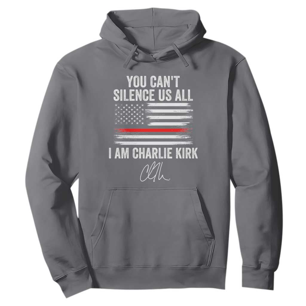 I Am Charlie Kirk Hoodie You Cant Silence Us All Patriotic American Flag TS02 Charcoal Print Your Wear