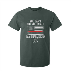 I Am Charlie Kirk T Shirt For Kid You Cant Silence Us All Patriotic American Flag TS02 Dark Forest Green Print Your Wear