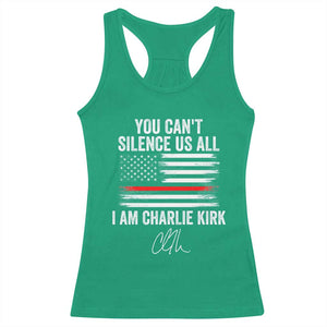 I Am Charlie Kirk Racerback Tank Top You Cant Silence Us All Patriotic American Flag TS02 Irish Green Print Your Wear