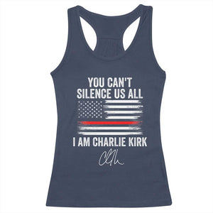 I Am Charlie Kirk Racerback Tank Top You Cant Silence Us All Patriotic American Flag TS02 Navy Print Your Wear