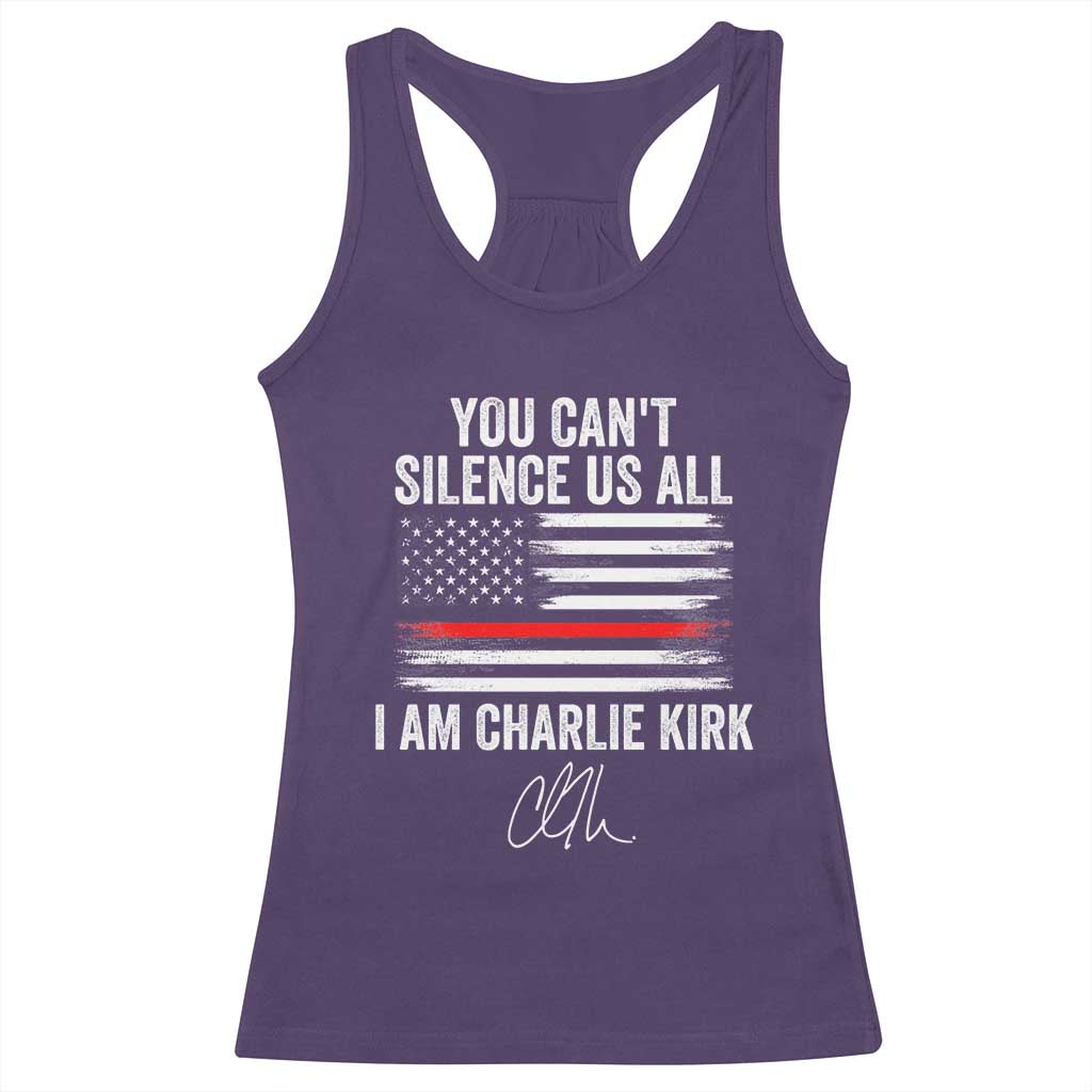 I Am Charlie Kirk Racerback Tank Top You Cant Silence Us All Patriotic American Flag TS02 Purple Print Your Wear