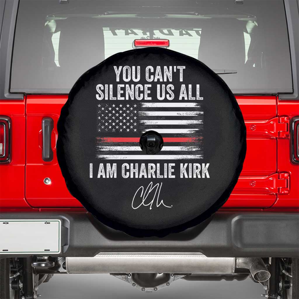 I Am Charlie Kirk Spare Tire Cover You Cant Silence Us All Patriotic American Flag TS02 Black Print Your Wear