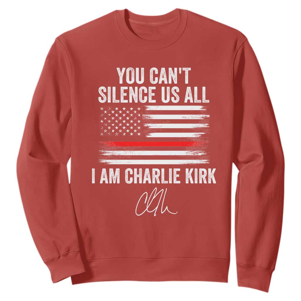 I Am Charlie Kirk Sweatshirt You Cant Silence Us All Patriotic American Flag TS02 Red Print Your Wear