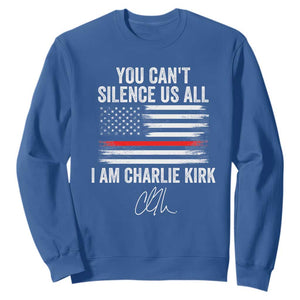 I Am Charlie Kirk Sweatshirt You Cant Silence Us All Patriotic American Flag TS02 Royal Blue Print Your Wear