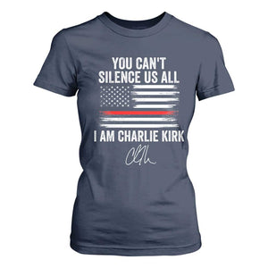 I Am Charlie Kirk T Shirt For Women You Cant Silence Us All Patriotic American Flag TS02 Navy Print Your Wear