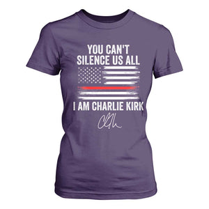 I Am Charlie Kirk T Shirt For Women You Cant Silence Us All Patriotic American Flag TS02 Purple Print Your Wear