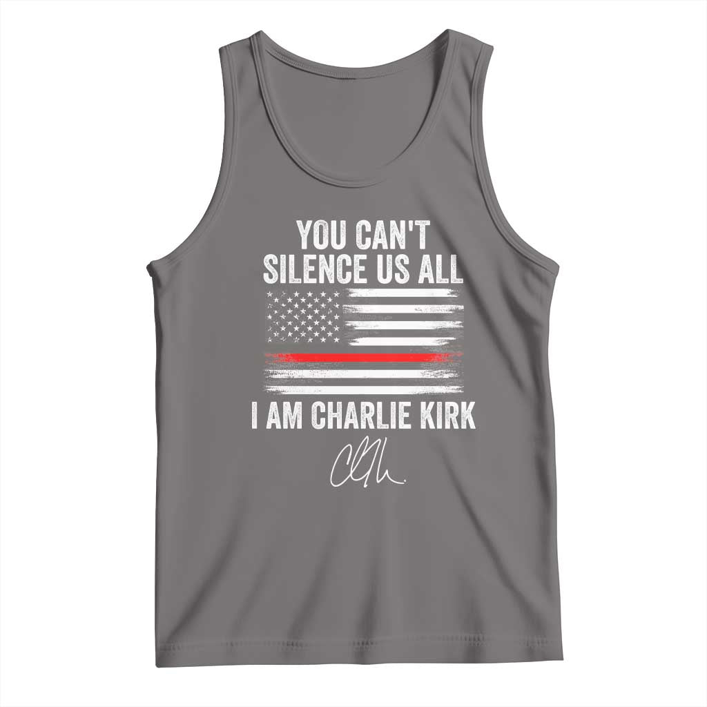 I Am Charlie Kirk Tank Top You Cant Silence Us All Patriotic American Flag TS02 Deep Heather Print Your Wear